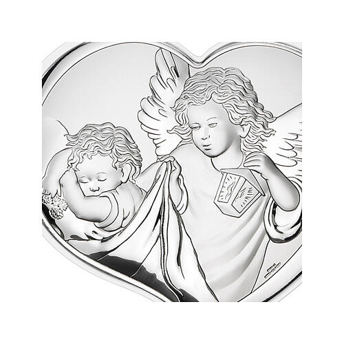 Picture with Guardian Angel, silver bilaminate heart, Valenti, 6x7 in 2