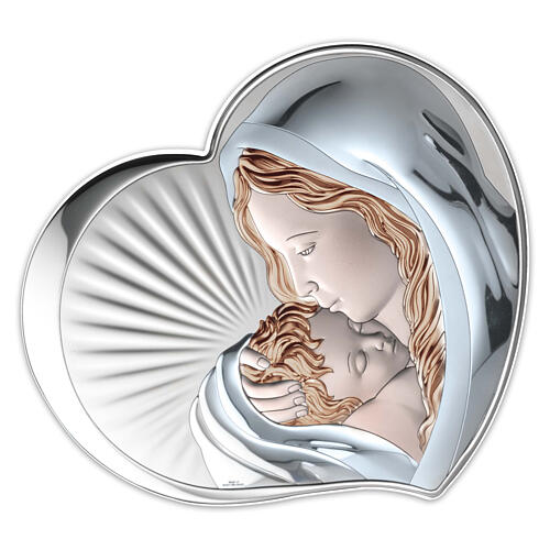Virgen con Niño bilaminado plata coloreada Valenti 9x10 cm 1