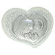Heart with Holy Family, silver bilaminate, Valenti Argenti, floral frame, 12x15 in s1