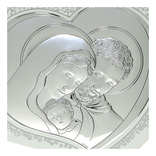 Holy Family Heart bilaminated silver flowers Valenti Argenti 30x38 cm 2