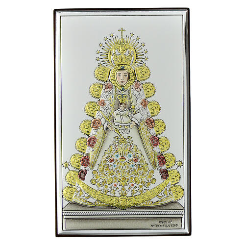 Virgin of El Rocío, colourful silver bilaminate, Valenti Argenti, 4x3 in 1