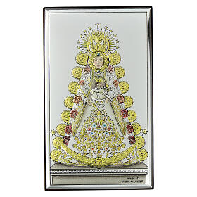 Virgin of El Rocio picture colored bilaminate Valenti Argenti, 11x6.5 cm