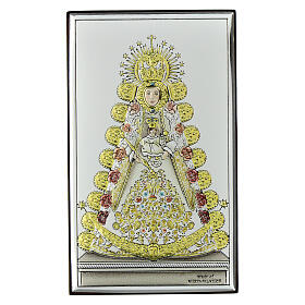 Imagem Virgen del Rocío prata bilaminada ouro cores Valenti 15x9 cm