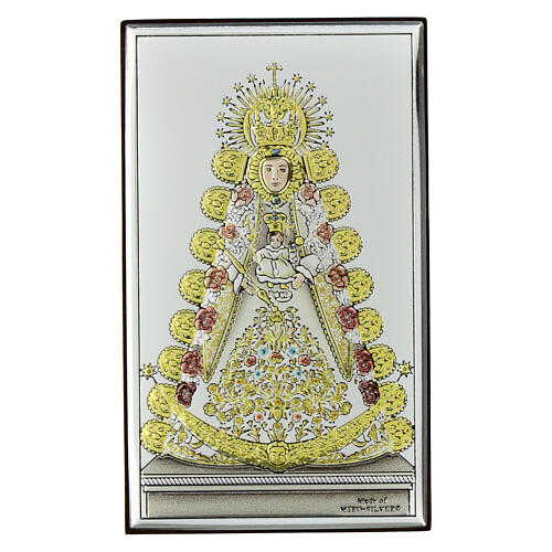 Imagem Virgen del Rocío prata bilaminada ouro cores Valenti 15x9 cm 1