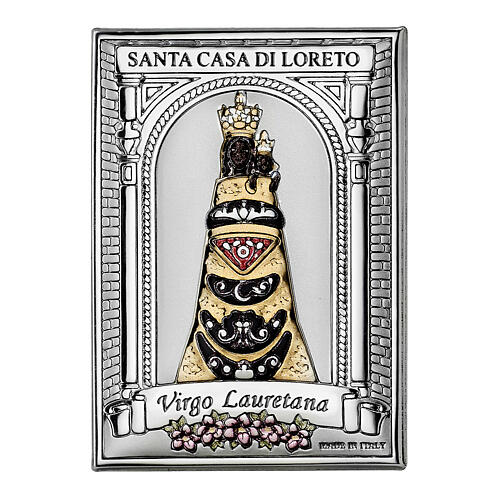 Virgo Lauretana of Loreto, colourful silver bilaminate, Valenti Argenti, 4x3 in 1