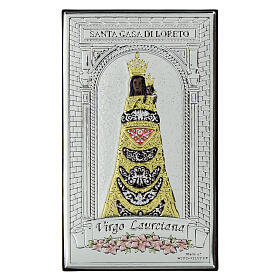 Virgen Loreto bilaminado motivos oro colores Valenti Argenti 15x9 cm