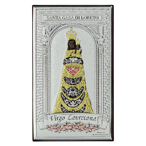 Virgen Loreto bilaminado motivos oro colores Valenti Argenti 15x9 cm 1