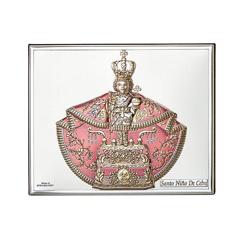 Santo Niño de Cebú bilaminé en couleur Valenti Argenti 12x15 cm 1