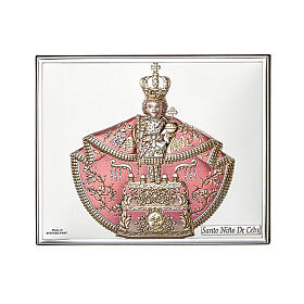 Santo Niño de Cebú prata bilaminada a cores Valenti Argenti 12x15 cm