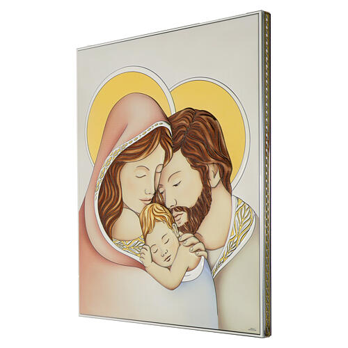 Holy Family bas-relief in colored silver laminate 26x22 cm Valenti Argenti 3