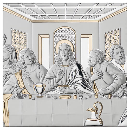 Last Supper by Leonardo, silver bilaminate with golden details, Valenti Argenti, 13x26 in 2