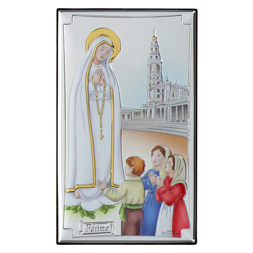 Colourful enamelled picture of Our Lady of Fatima, Valenti Argenti, 8x5 in 1