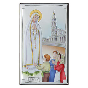 Cuadrito Virgen Fátima esmaltado colores Valenti Argenti 20x12 cm