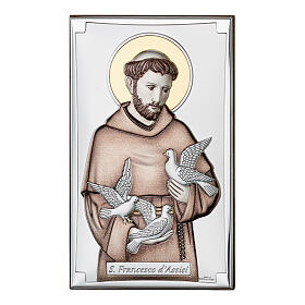 Imagem São Francisco prata bilaminada colorida Valenti 11x6 cm