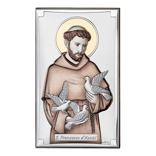 Imagem São Francisco prata bilaminada colorida Valenti 11x6 cm 1