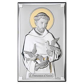 Saint Francis of Assisi, silver bilaminate with golden details, Valenti Argenti, 4x3 in