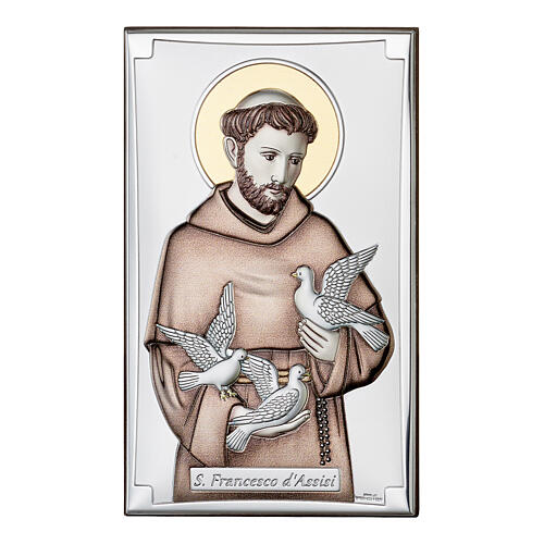 Colored St Francis panel 15x9 cm Valenti Argenti bilaminate 1