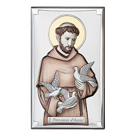 Picture of Saint Francis, colourful silver bilaminate, 8x4 in, Valenti Argenti