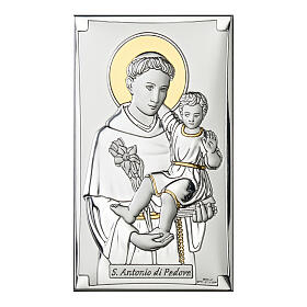 Santo António de Lisboa com Menino Valenti Argenti prata bilaminada bicor 20x12 cm