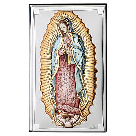 Picture of Our Lady of Guadalupe, colourful silver bilaminate, 6x3.5 in