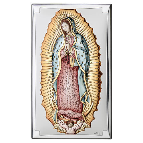 Our Lady of Guadalupe, colourful silver bilaminate, Valenti Argenti, 8x4 in 1