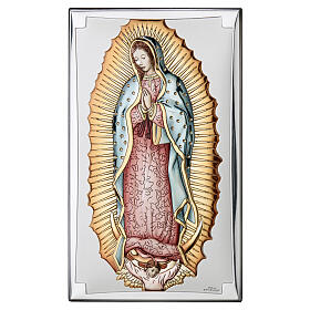 Nossa Senhora de Guadalupe prata bilaminada a cores Valenti Argenti 20x12 cm