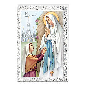 Gottesmutter von Lourdes – Bild mit silberfarbener Umrahmung von Valenti, 13,5x9 cm