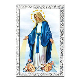 Our Lady of Graces, wooden picture with silver frame, 5.5x3.5 in, Valenti