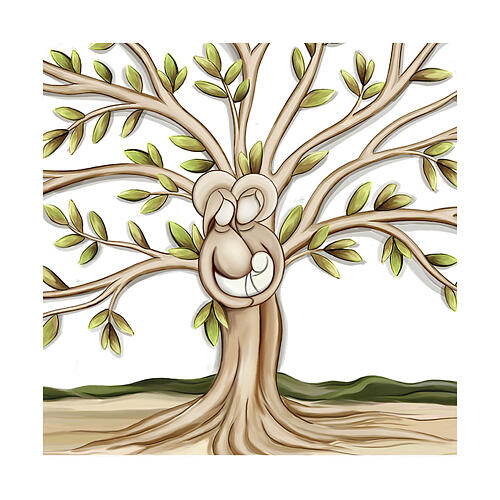 Albero della Vita Sacra Famiglia stampa Valenti Argenti 9x14 cm 2