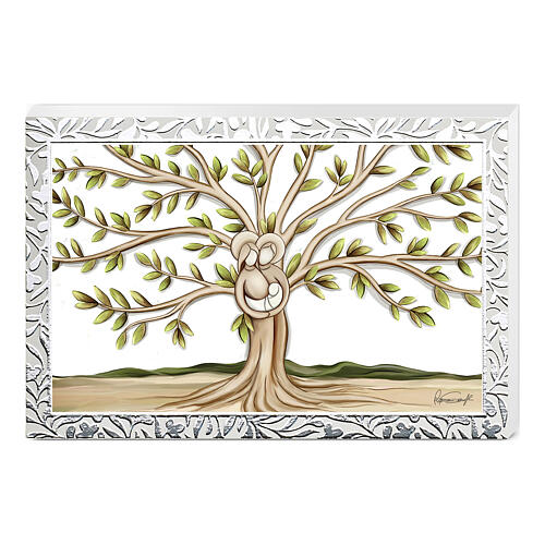 Arbre de Vie encadrement argent Sainte Famille Valenti 12x18 cm 1