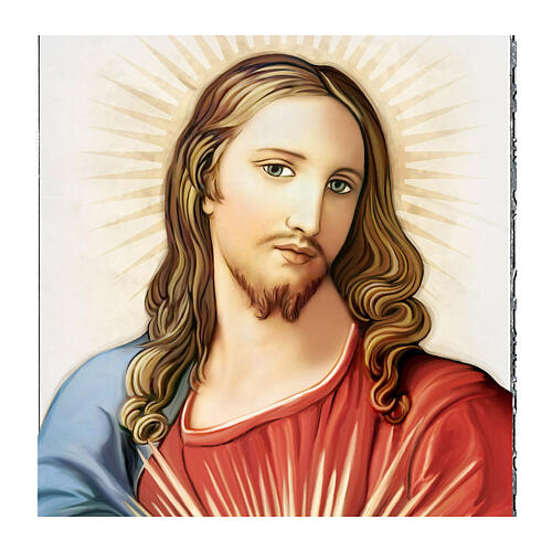 Sacro Cuore Gesù legno bianco cornice argentata Valenti 14x9 cm 2