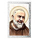 Saint Pio, colour portrait with silver frame, Valenti, 7x4.5 in s1