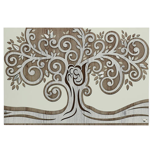 Arbre de Vie bois argent bilaminé Valenti 40x60 cm 1