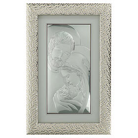 Picture of the Holy Family with frame, silver bilaminate, Valenti, 28x18.5 in