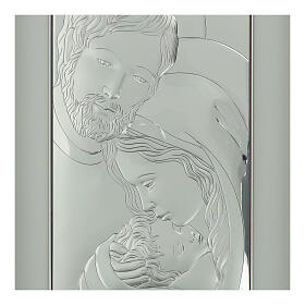 Picture of the Holy Family with frame, silver bilaminate, Valenti, 28x18.5 in