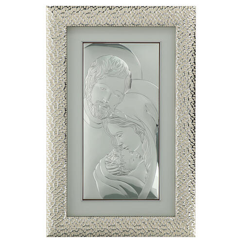 Picture of the Holy Family with frame, silver bilaminate, Valenti, 28x18.5 in 1