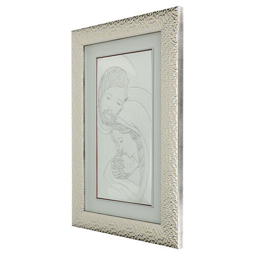 Picture of the Holy Family with frame, silver bilaminate, Valenti, 28x18.5 in 3