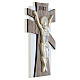 Cross with stylised Christ, grey oak, Valenti Argenti, 7x4 in s2