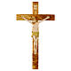 Painted resin body olive wood crucifix by Valenti, 35 cm s1