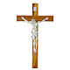 Olivewood cross, polished silver body of Christ, 20 in, Valenti Argenti s1
