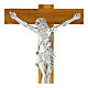 Olivewood cross, polished silver body of Christ, 20 in, Valenti Argenti s2