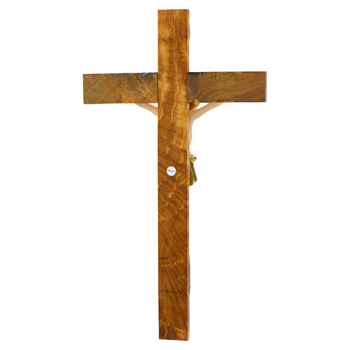 Olivewood crucifix, painted resin body, Valenti, 20 in 5