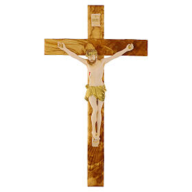 Olive Wood Crucifix Resin Painted by Valenti, 50 cm