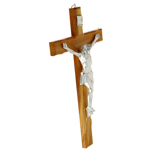 Silvery resin Christ on olivewood cross, Valenti, 25x14 in 4