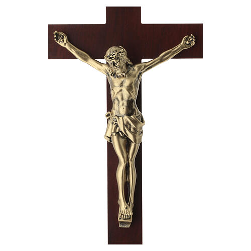 Crucifix Jésus résine effet bronze 25 cm croix bois Valenti 2