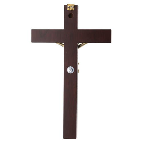 Crucifixo Jesus resina efeito bronze 25 cm cruz madeira Valenti 6