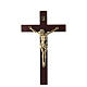 Crucifixo Jesus resina efeito bronze 25 cm cruz madeira Valenti s1