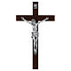 Crucifix bois couleur noyer Jésus résine argent mat 25 cm Valenti s1