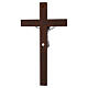 Crucifix bois couleur noyer Jésus résine argent mat 25 cm Valenti s4