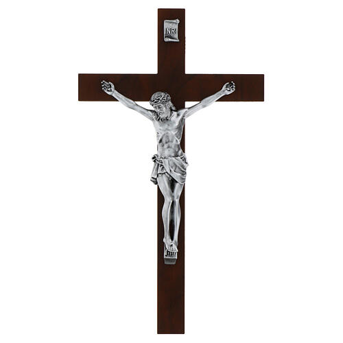 Wooden crucifix, resin Christ with bronze finish, 14x8 in, Valenti Argenti 1